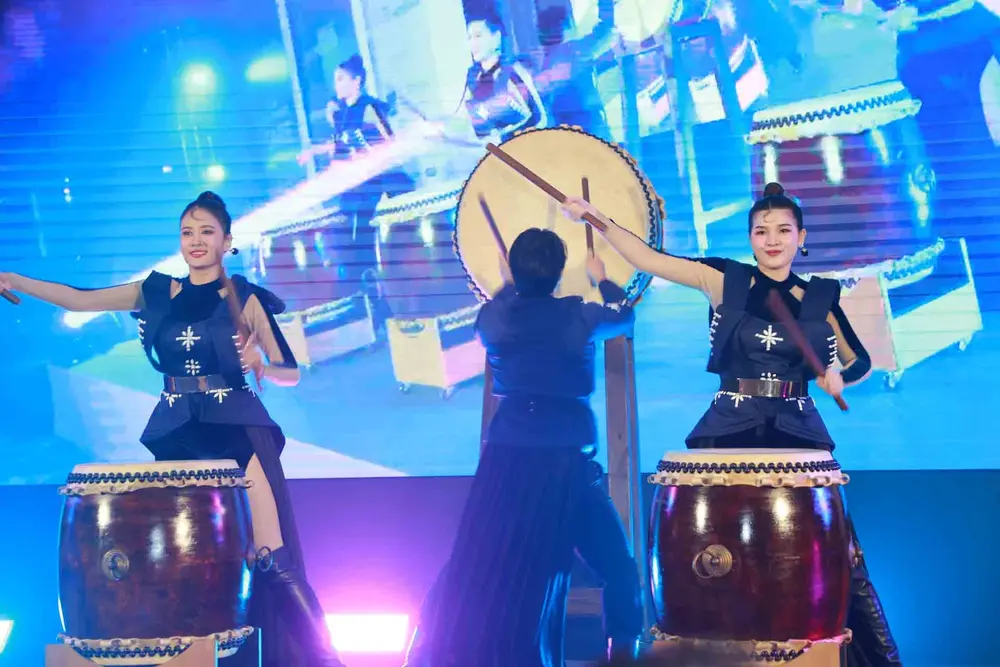 Exhibition booth with interactive wall