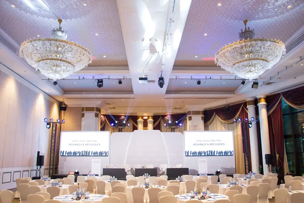 Panel discussion stage setup